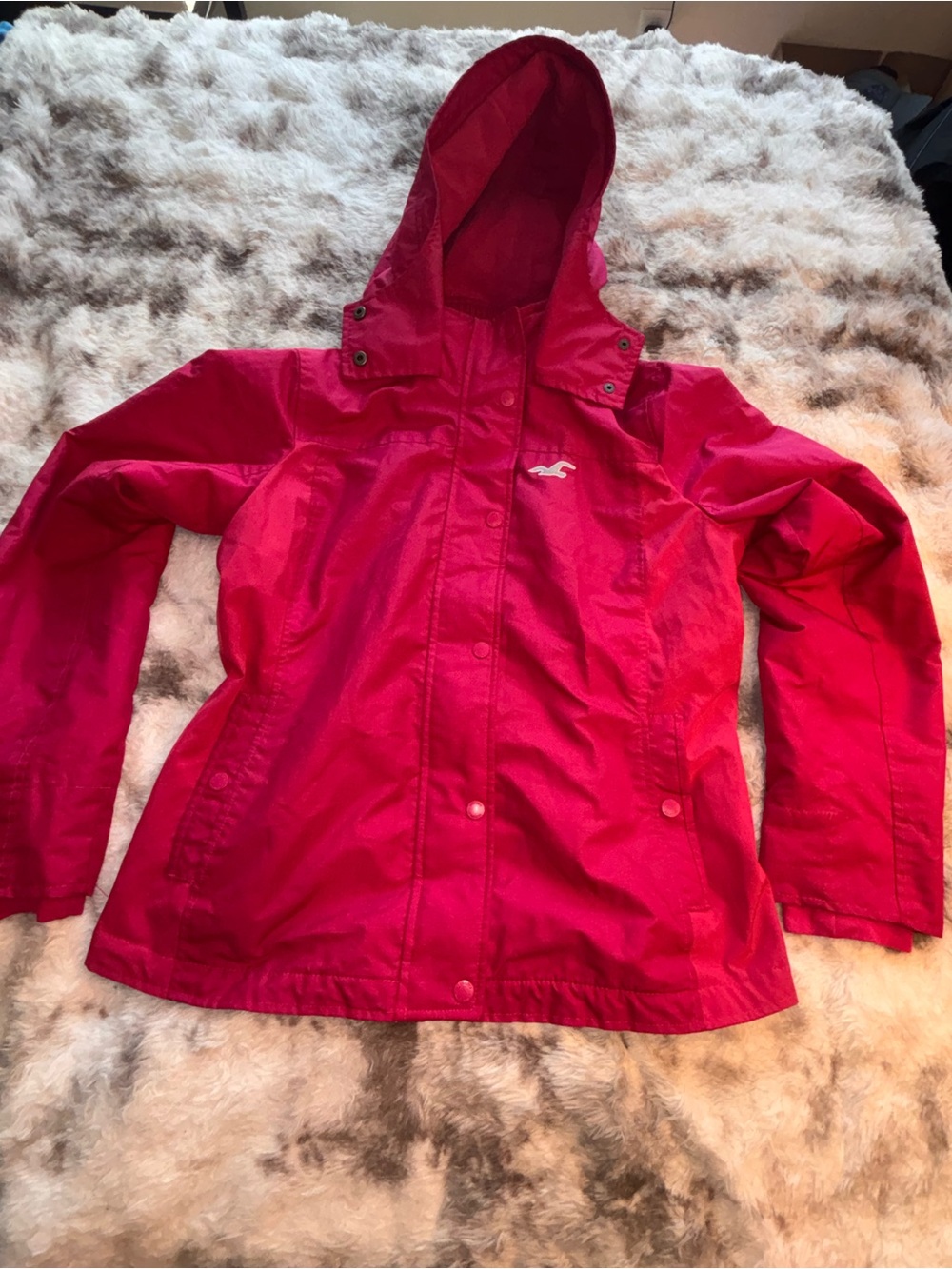 Hollister Girls' Bright Pink Hooded Raincoat